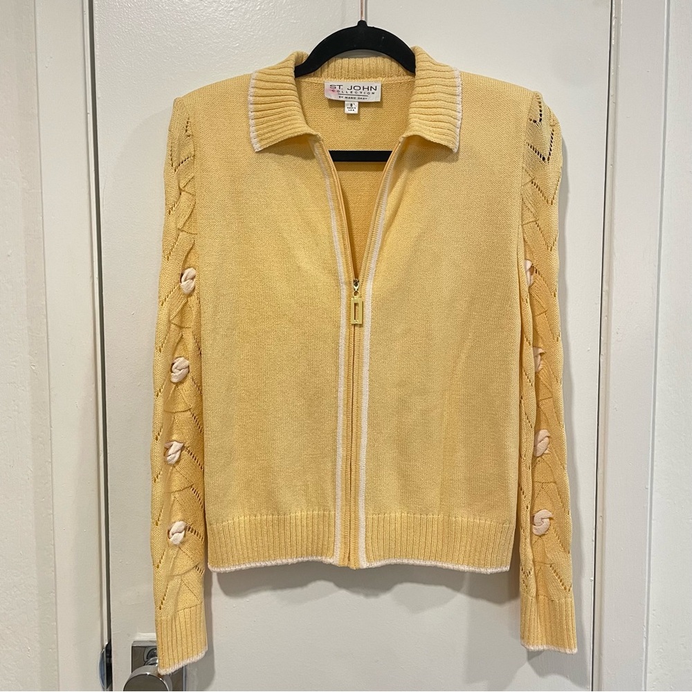 Vintage St John Butter Yellow Zip Sweater